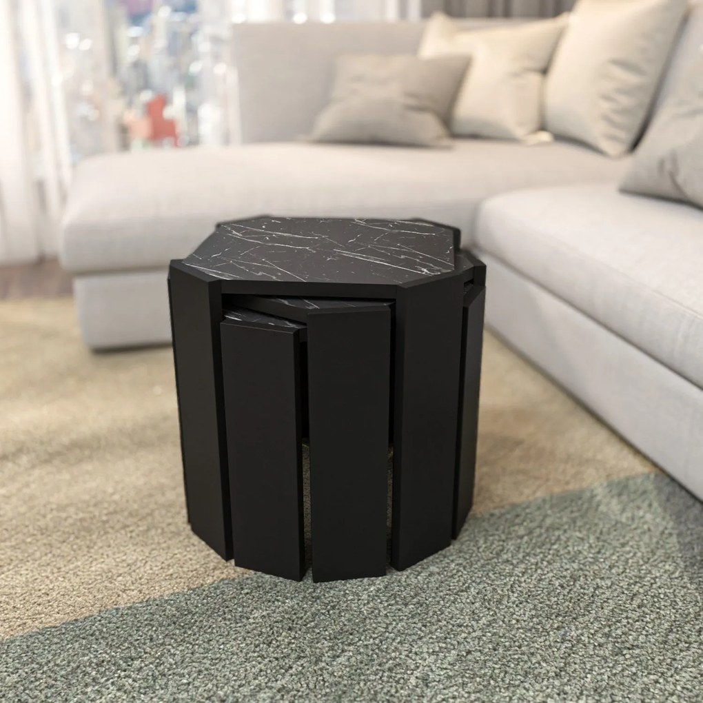 Mesa de Centro Lori – Preto Mármore – 44,5 x 41 x 44,5 cm