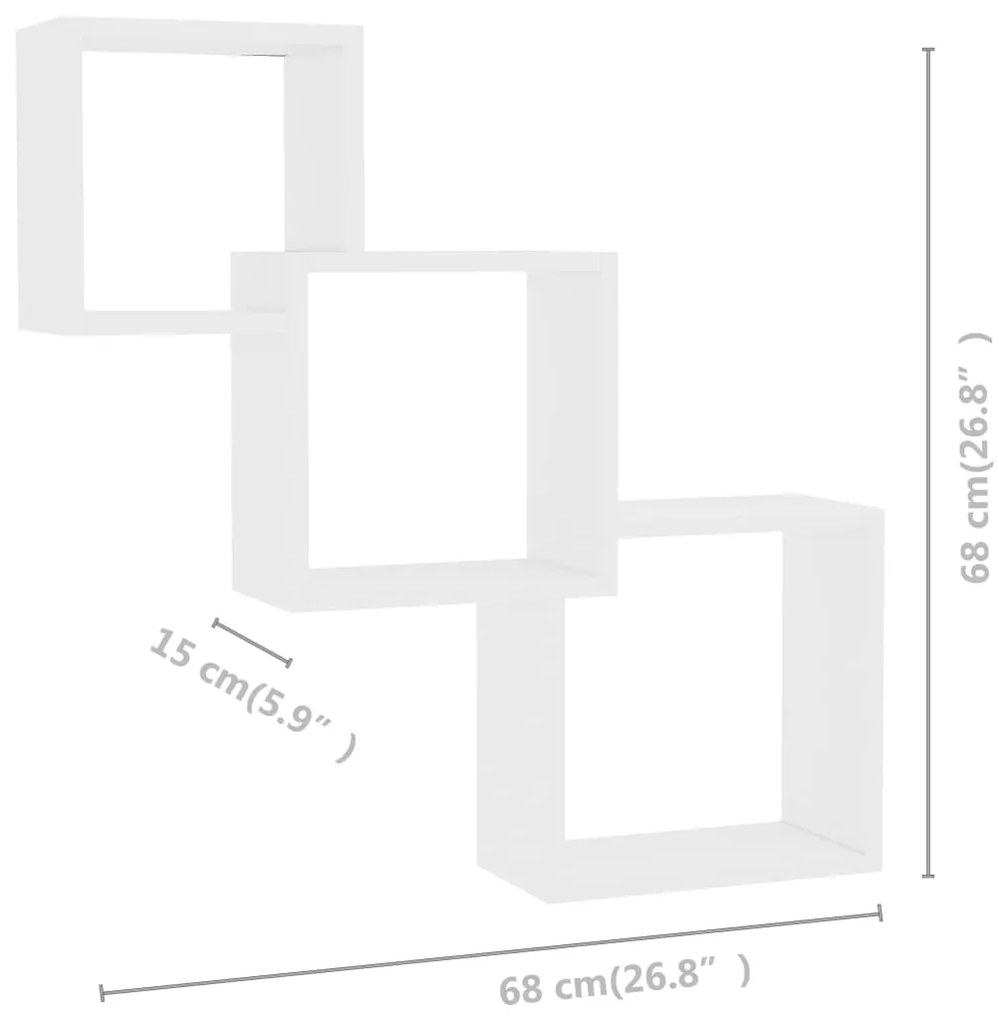 Prateleiras de parede cubos 68x15x68 cm contraplacado branco