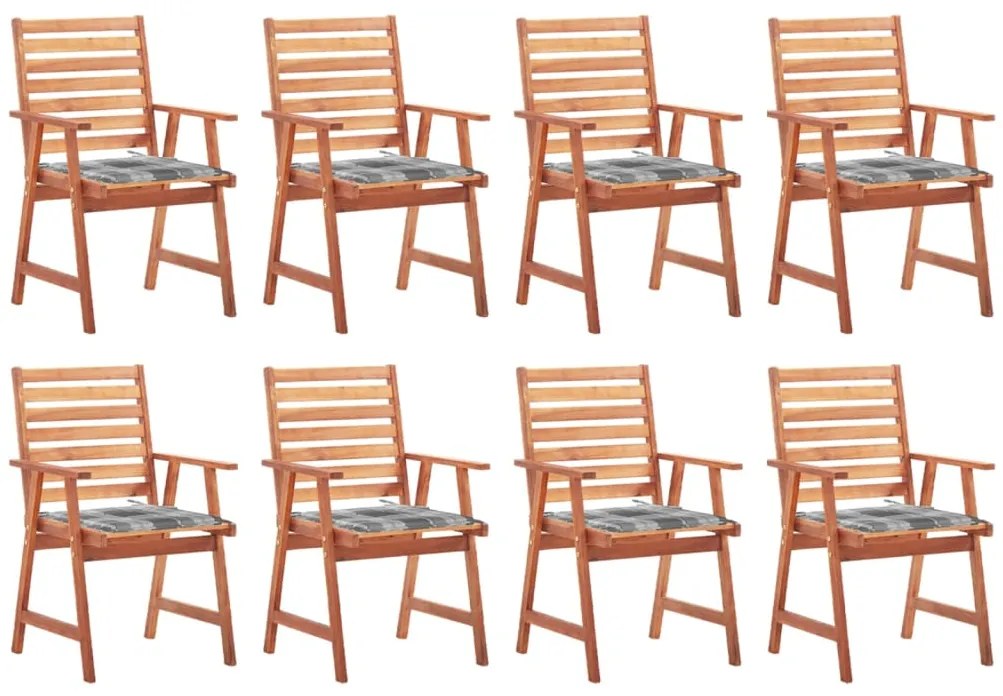 Cadeiras de jantar p/ jardim 8 pcs c/ almofadões acácia maciça