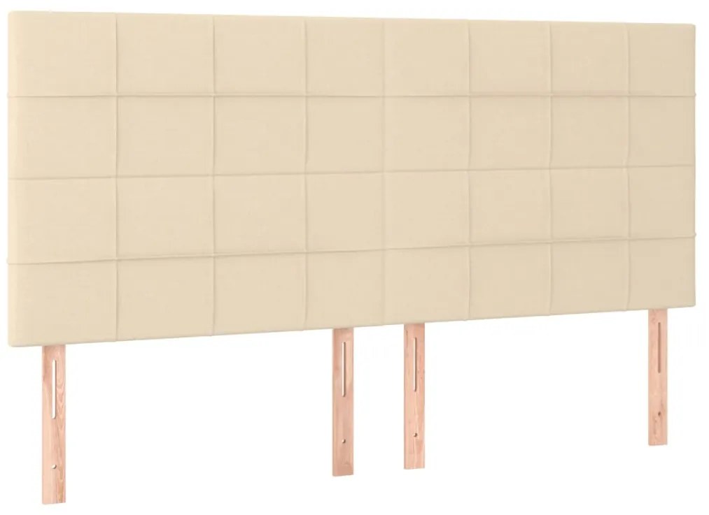 Cama box spring c/ colchão e LED 160x200 cm tecido cor creme