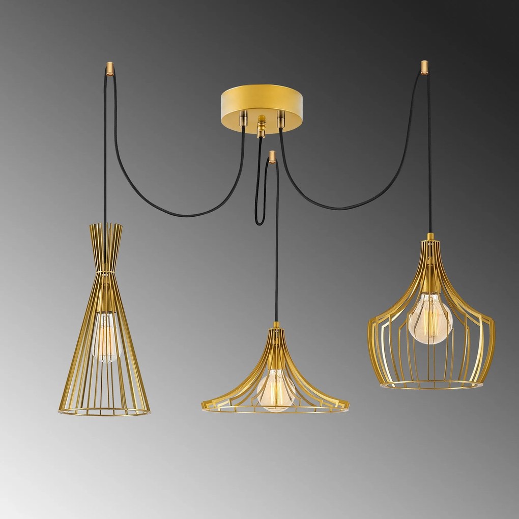 Candeeiro de Teto Mezopotamya – Dourado – Diâmetro 114 cm, Altura 130