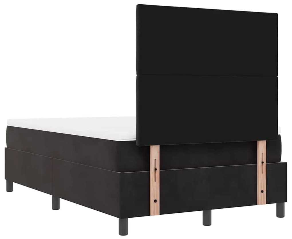 Cama box spring com colchão e banco preto 120x200 cm veludo