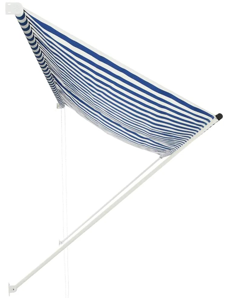 Toldo retrátil 350x150 cm azul e branco