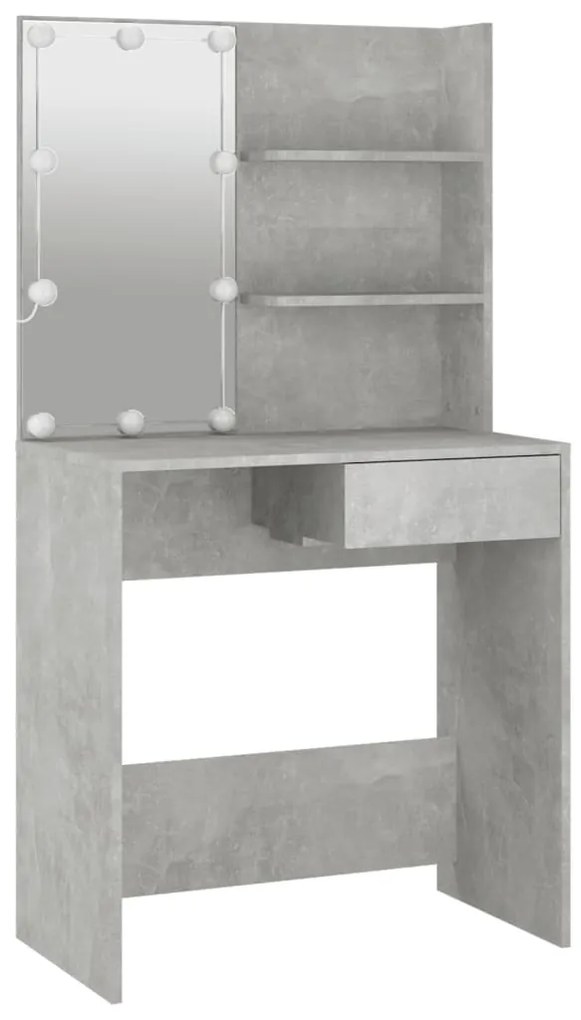 Toucador com LEDs 74,5x40x141 cm cinzento cimento
