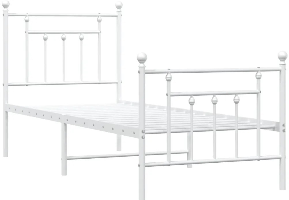 Estrutura de cama com cabeceira e pés 75x190 cm metal branco