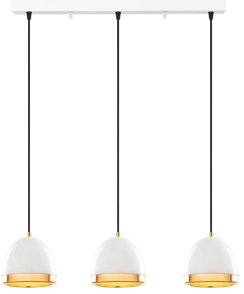 Chandelier Mugo – Branco e Dourado – 62 x 17 x 110 cm