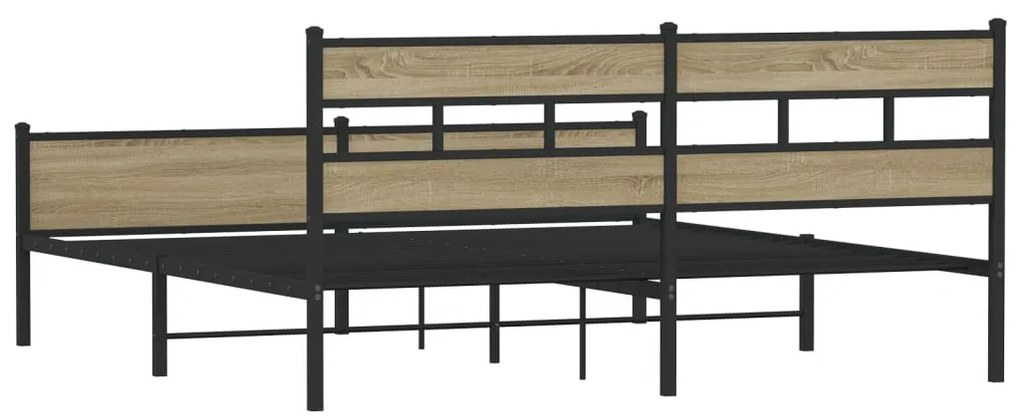 Estrutura de cama sem colchão 200x200cm metal carvalho sonoma