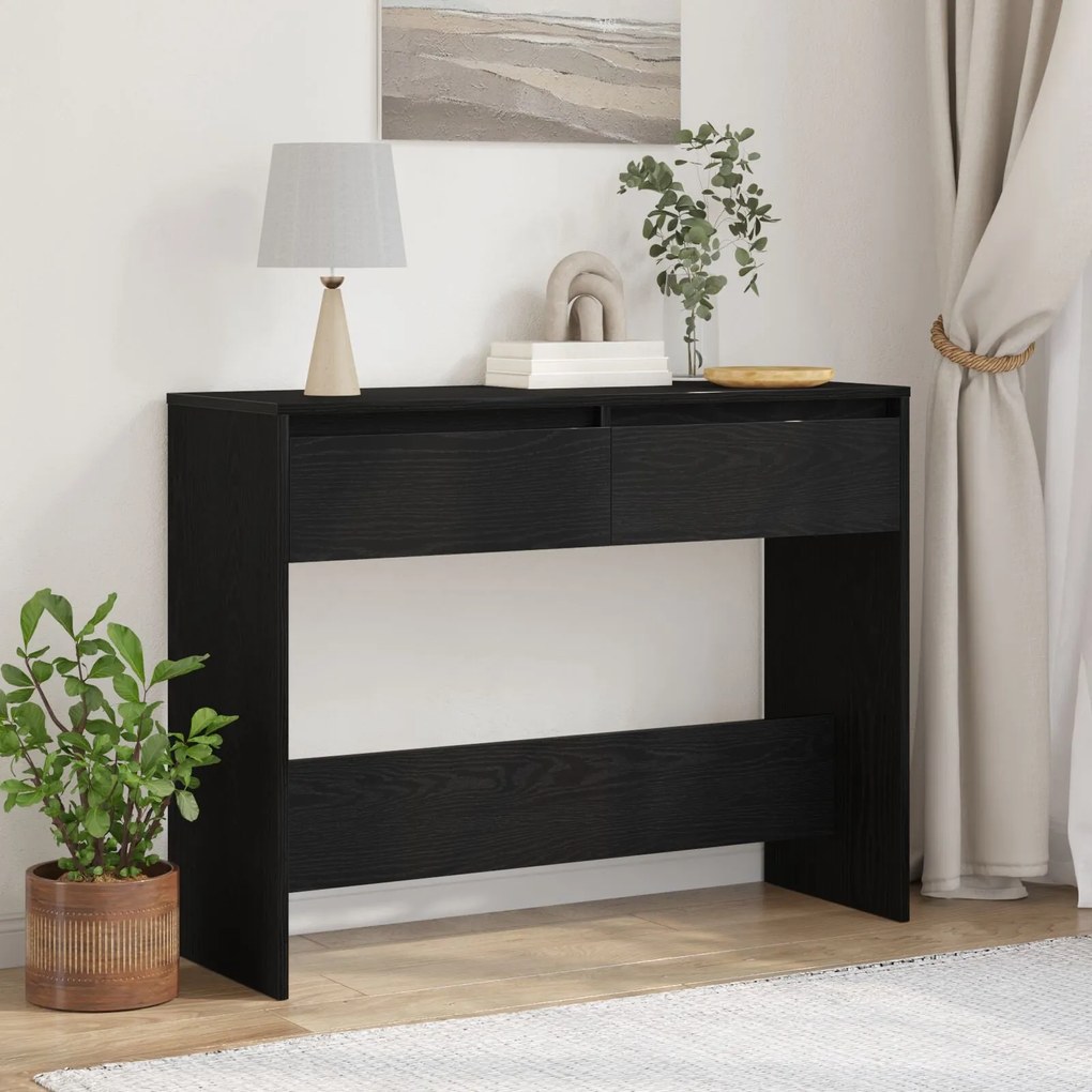 Mesa Console de Carvalho Preto vidaXL - 100x35x76.5 cm - Madeira de en