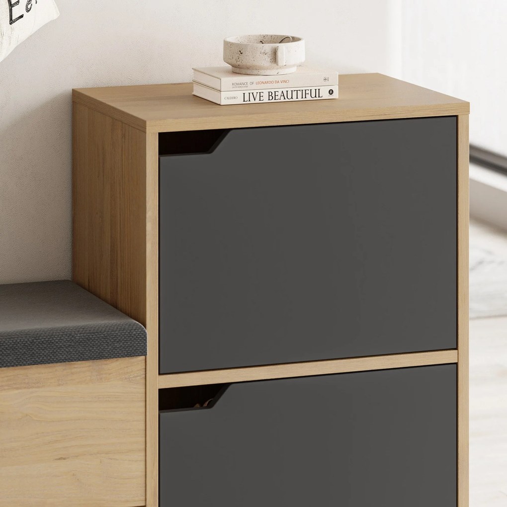 Sapateira Prag – Nogueira e Creme – 60x111x35 cm