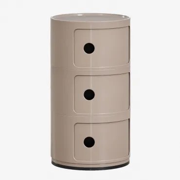 Pack De 2 Mesas De Cabeceira Redondas Ø30 Cm Com Prateleiras Babel Moka Brown & 3 Gavetas - Sklum