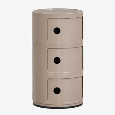 Pacote De 2 Mesas De Cabeceira Redondas Com Prateleiras Babel Moka Brown & 3 Gavetas - Sklum