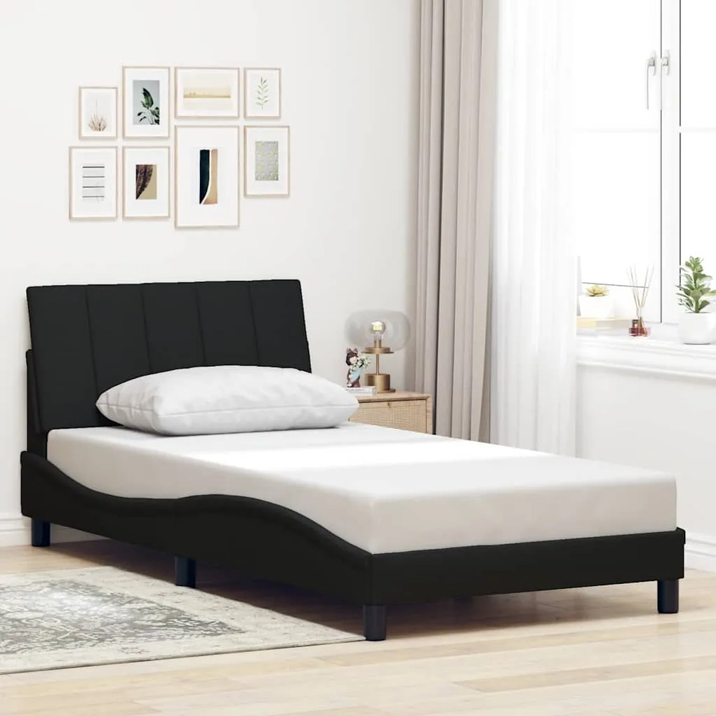 vidaXL Estrutura de cama sem colchão Hanko 100x200 cm tecido preto