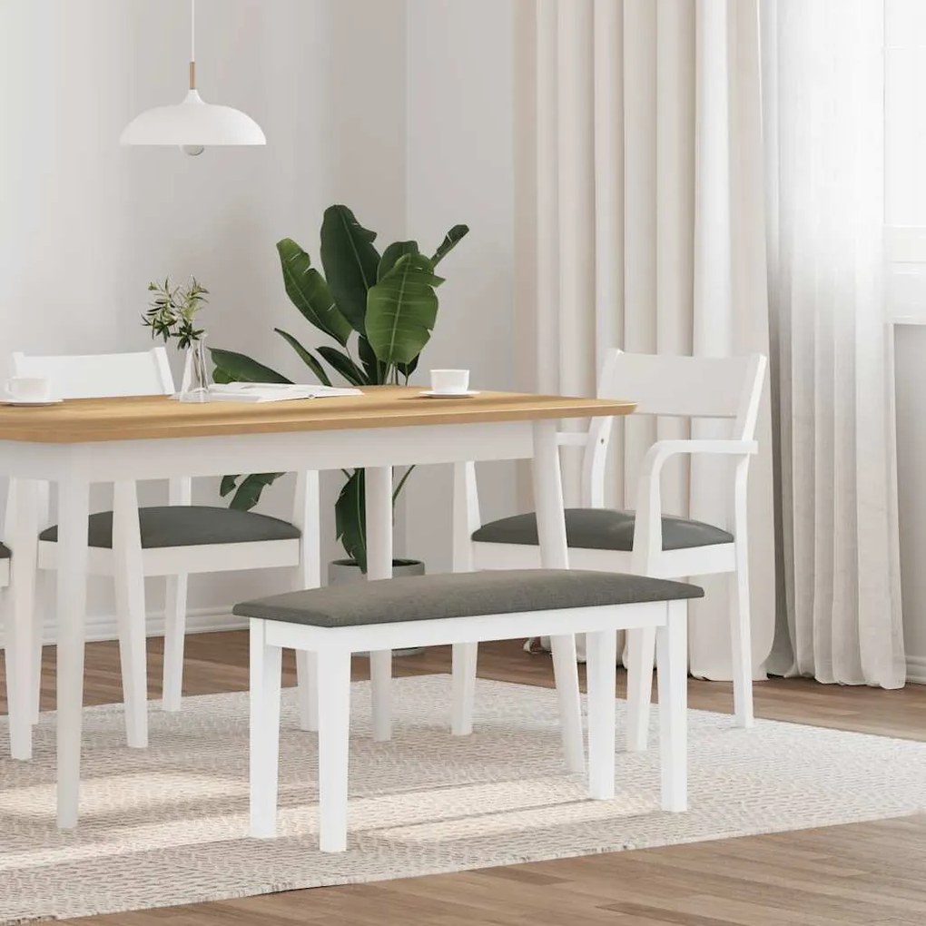 vidaXL Banco 90 cm madeira seringueira maciça branco