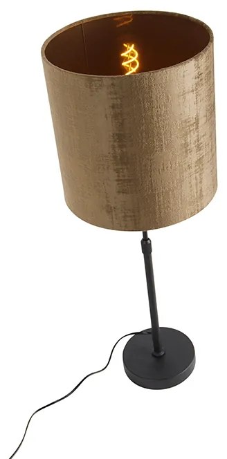 CAndeeiro de mesa preto abajur veludo castanho 25cm ajustável - PARTE Moderno