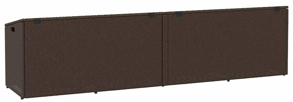 Caixa de arrumação para jardim 220x50x58 cm vime PE castanho