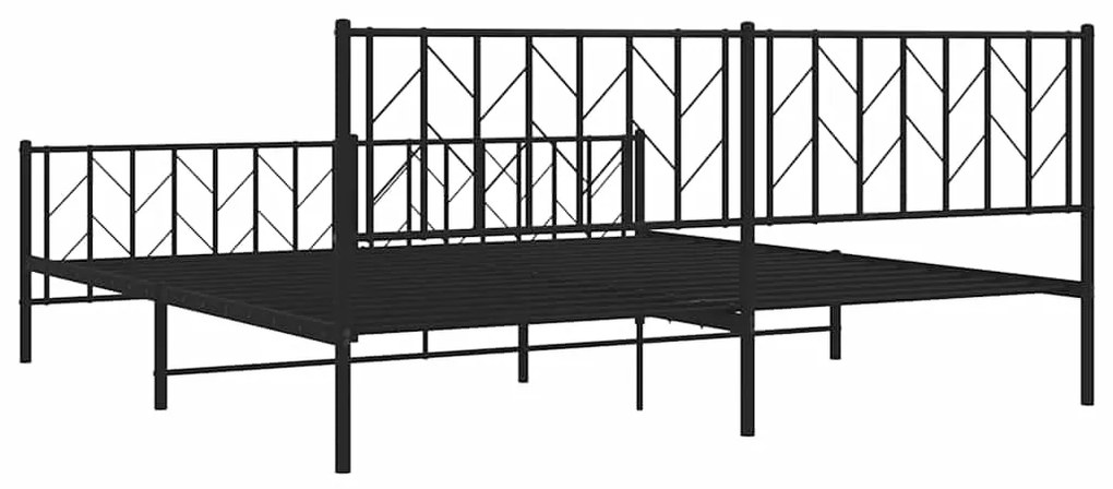 Estrutura de cama com cabeceira e pés 193x203 cm metal preto