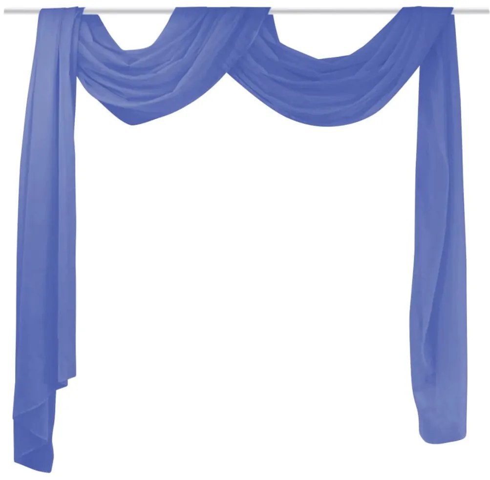 vidaXL Cortinas em voile 140x600 cm azul real