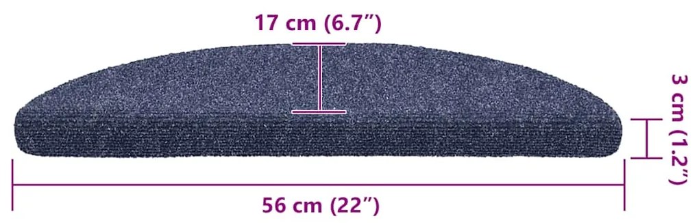 Tapetes de escada adesivos 30 pcs 56x17x3 cm azul