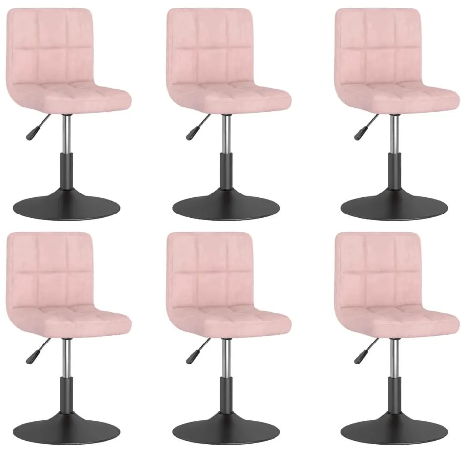 3087497 vidaXL Cadeiras de jantar giratórias 6 pcs veludo rosa