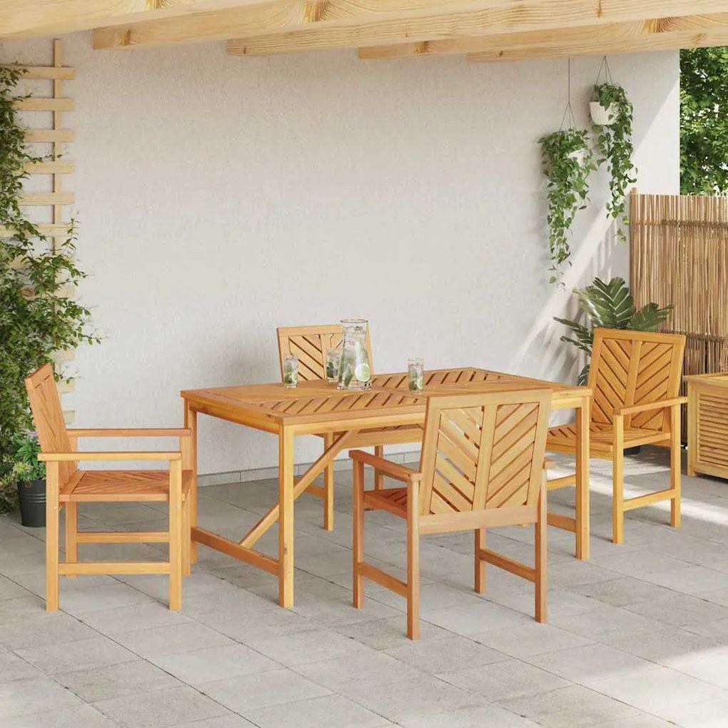 Conjunto de Jantar de Jardim de 4 Peças em Madeira Sólida de Acácia