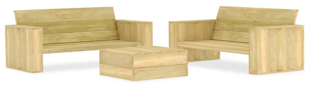 vidaXL 3 pcs conjunto móveis jardim madeira de pinho impregnada