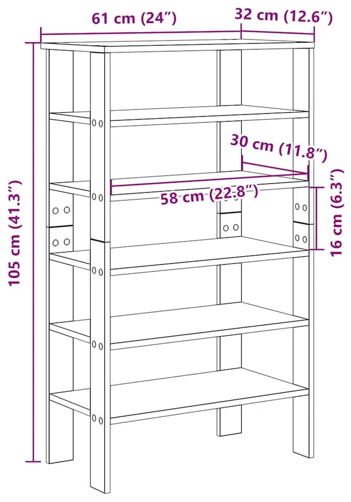 Sapateira 61x32x105 cm derivados de madeira cinzento cimento