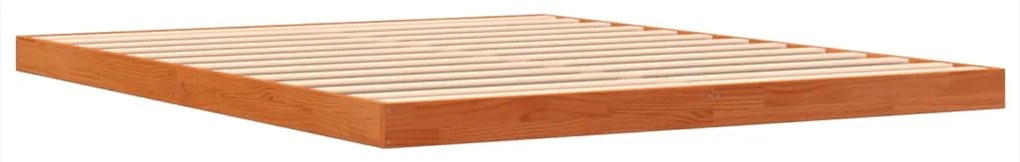 Estrutura de cama 160x200 cm madeira pinho maciça castanho cera