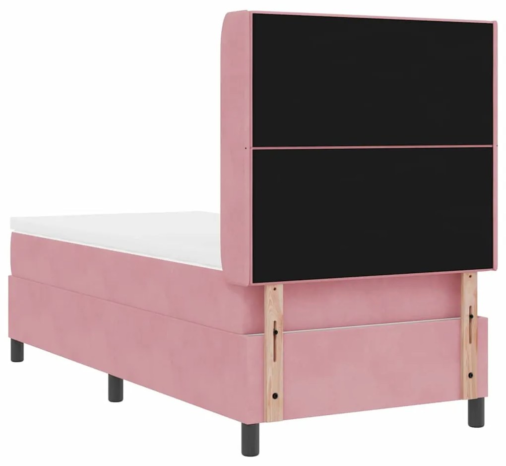 Cama Box com Colchão e LED Rosa 90x190 cm Veludo