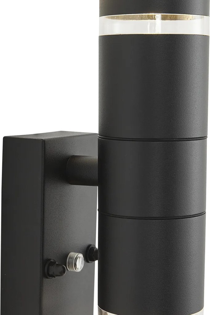 Candeeiro de Parede Exterior Moderno Preto 2-Luzes IP44 com Sensor Crepuscular - Dubbla
