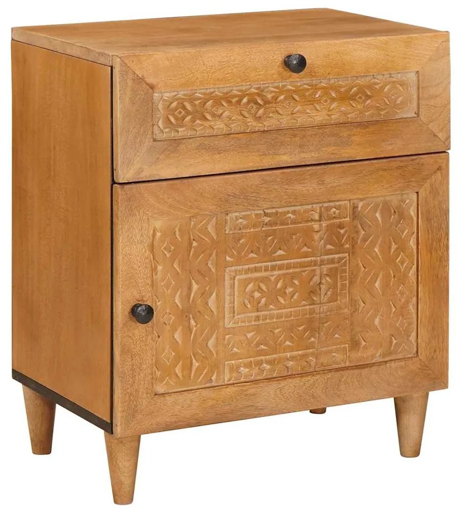 vidaXL Mesa-de-cabeceira com gaveta Castanho-claro 50 x 33 x 60 cm
