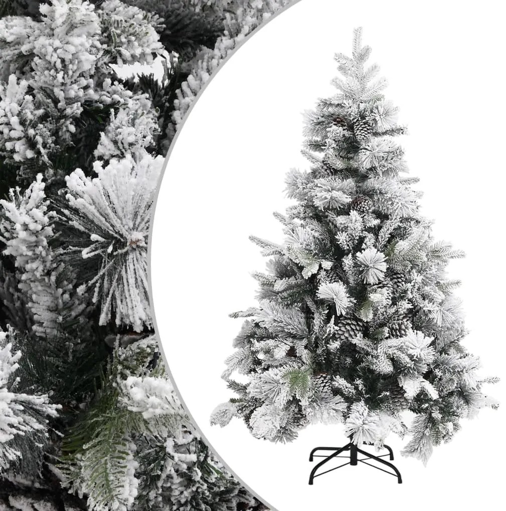 vidaXL Árvore de Natal c/ flocos de neve e pinhas 150 cm PVC e PE