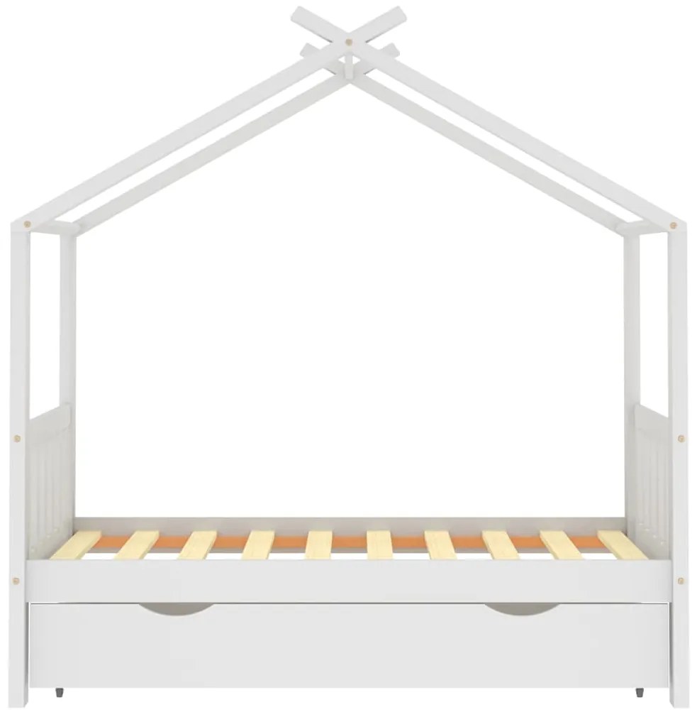 Estrutura cama criança c/ gaveta 80x160 cm pinho maciço branco