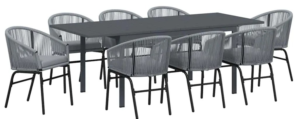Conjunto de Jantar de Jardim Manual 9 pcs Cinzeto Largo