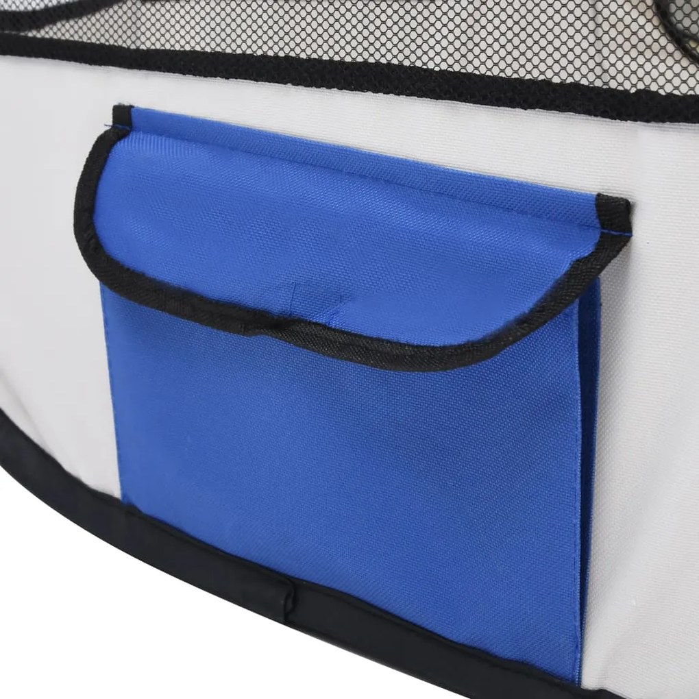 Parque dobrável p/ cão c/ saco de transporte 125x125x61cm azul