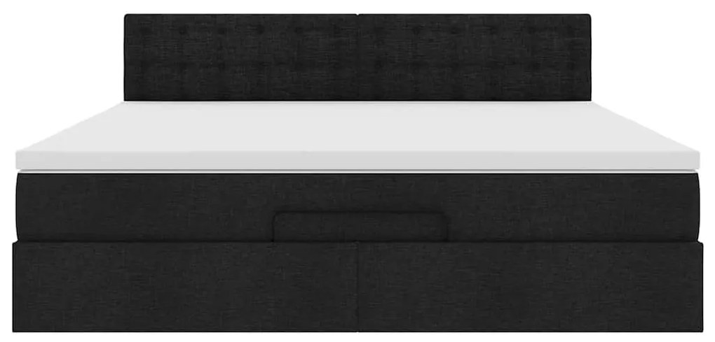 Estrutura de cama otomana com colchão 160x200 cm tecido preto