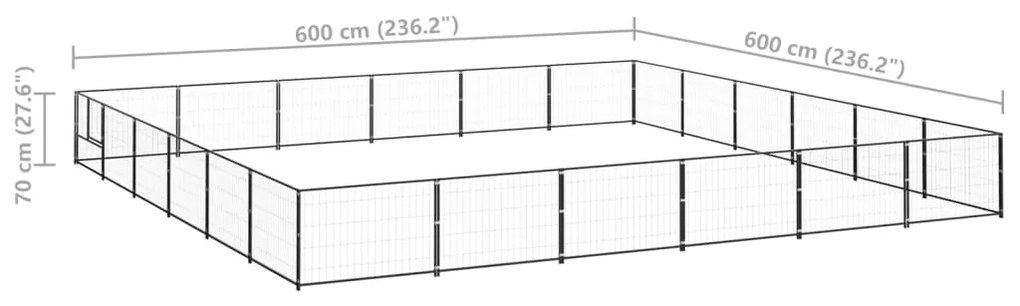 Canil para cães 36 m² aço preto