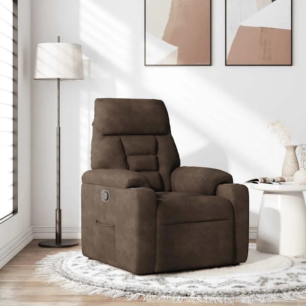 Poltrona reclinável tecido de microfibra castanho