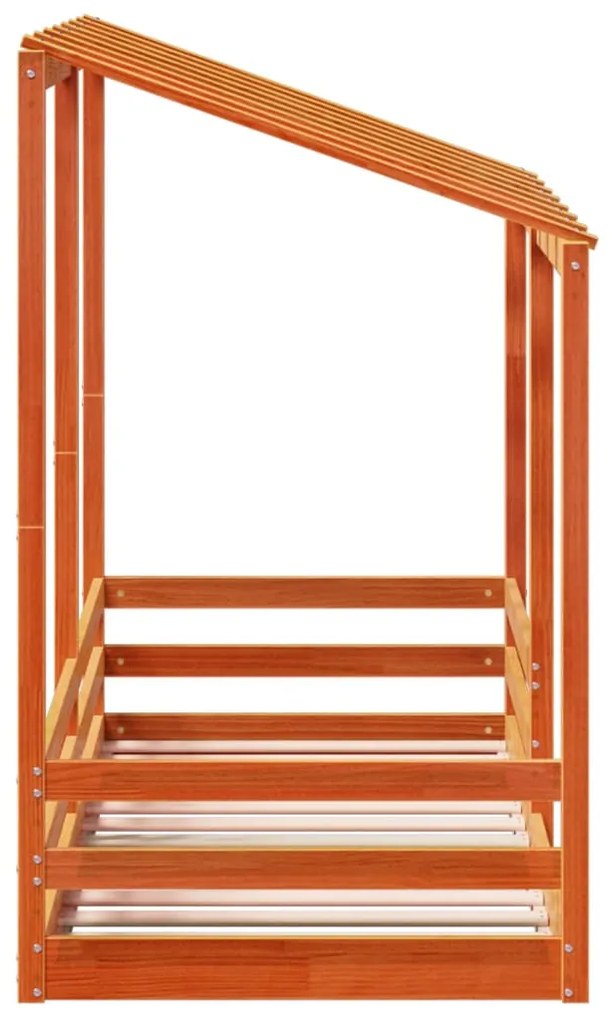 Cama infantil com telhado 75x190 cm pinho maciço castanho-mel