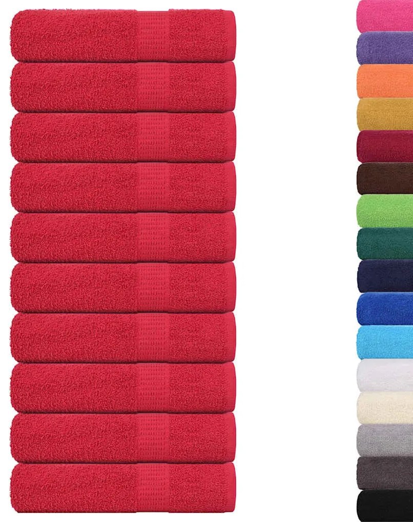 Toalhas de banho 10 pcs 70x140 cm 360 gsm 100% algodão vermelho