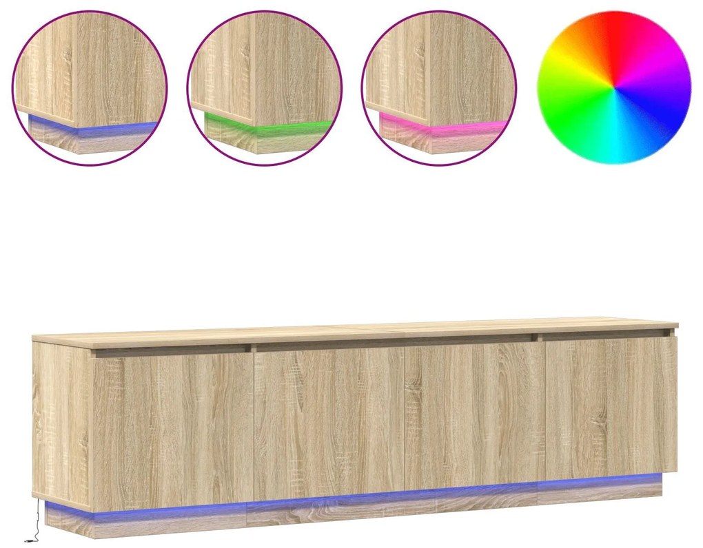 Armário para TV vidaXL com LED Carvalho Sonoma 180x38x49 cm Madeira en