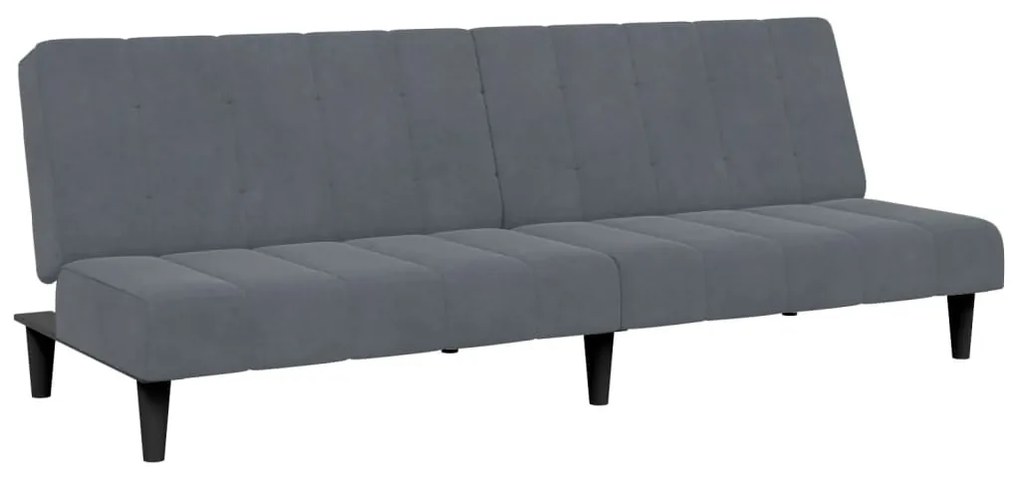 Sofá-cama 2 lugares c/ apoio de pés veludo cinzento-escuro