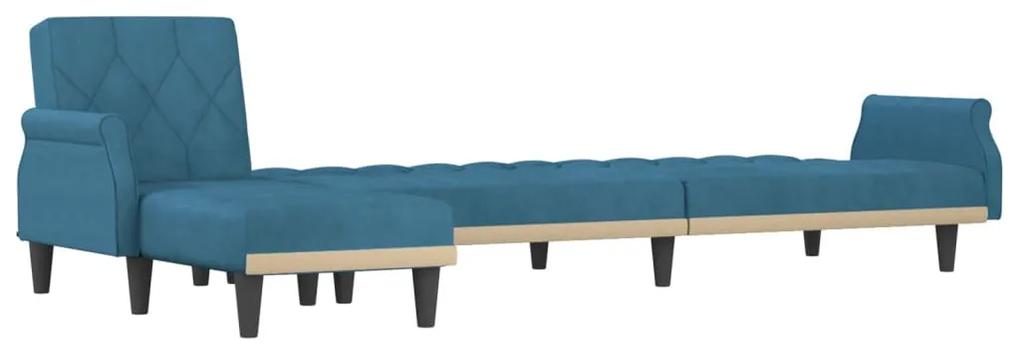 Sofá-cama em forma de L 271x140x70 cm veludo azul