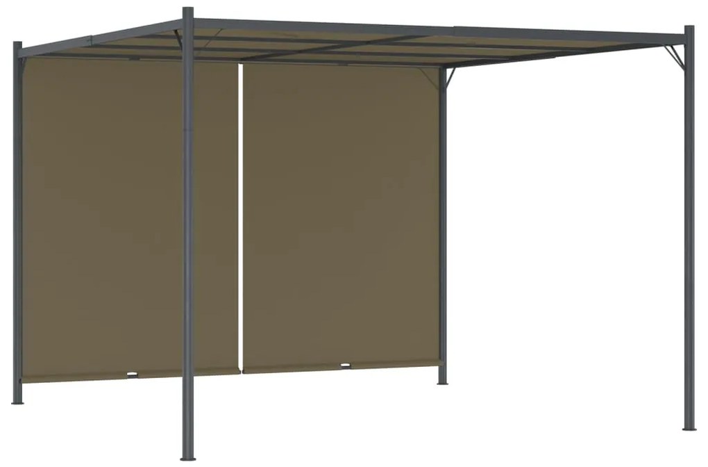 Pérgola jardim telhado retrátil 3x3m 180 g/m² cinza-acastanhado