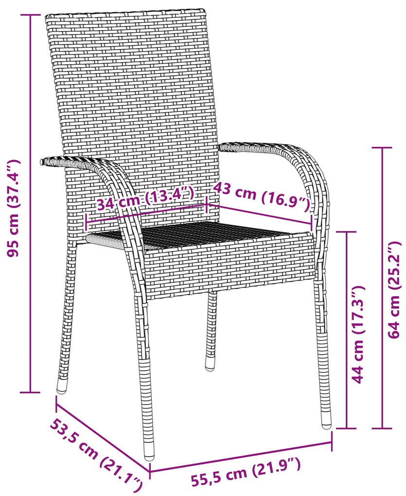 Conjunto de Jantar de 7 Peças em Rattan Sintético Cinza