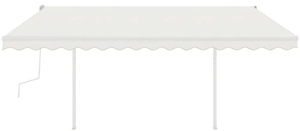 Toldo retrátil manual com luzes LED 4x3,5 m cor creme