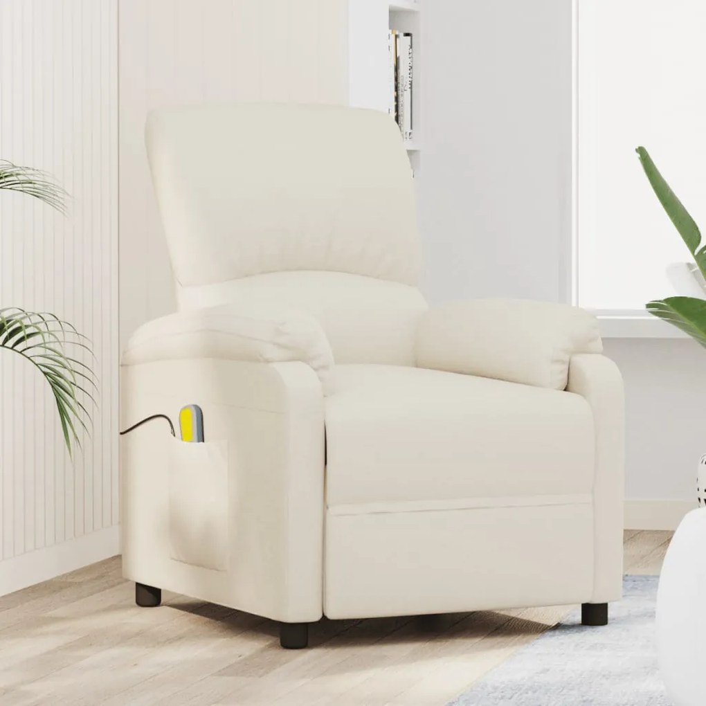 324088 vidaXL Poltrona de massagens tecido cor creme