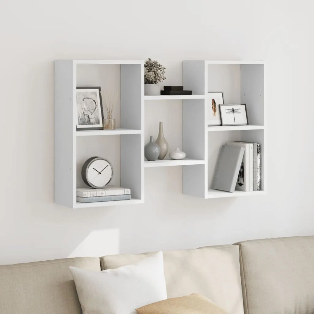 vidaXL Prateleira de parede 96x18x60 cm derivados de madeira branco