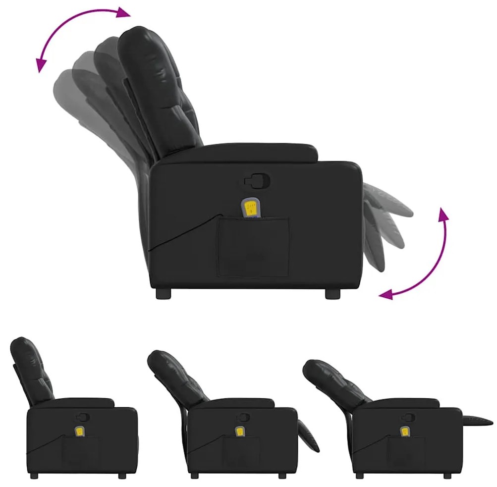 Poltrona de massagens reclinável couro artificial preto