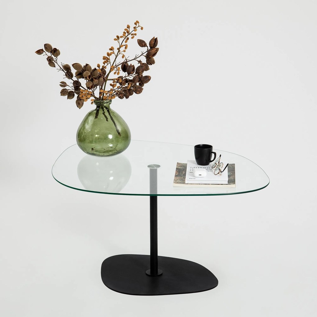 Mesa de Centro Soho – Transparente e Preto – 85x40x67 cm