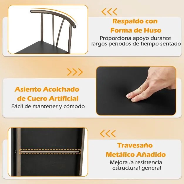 Conjunto de mesa de jantar de 5 peças Mesa retangular industrial com 4 cadeiras e Estrutura metálica Carvalho Rústico + Preto